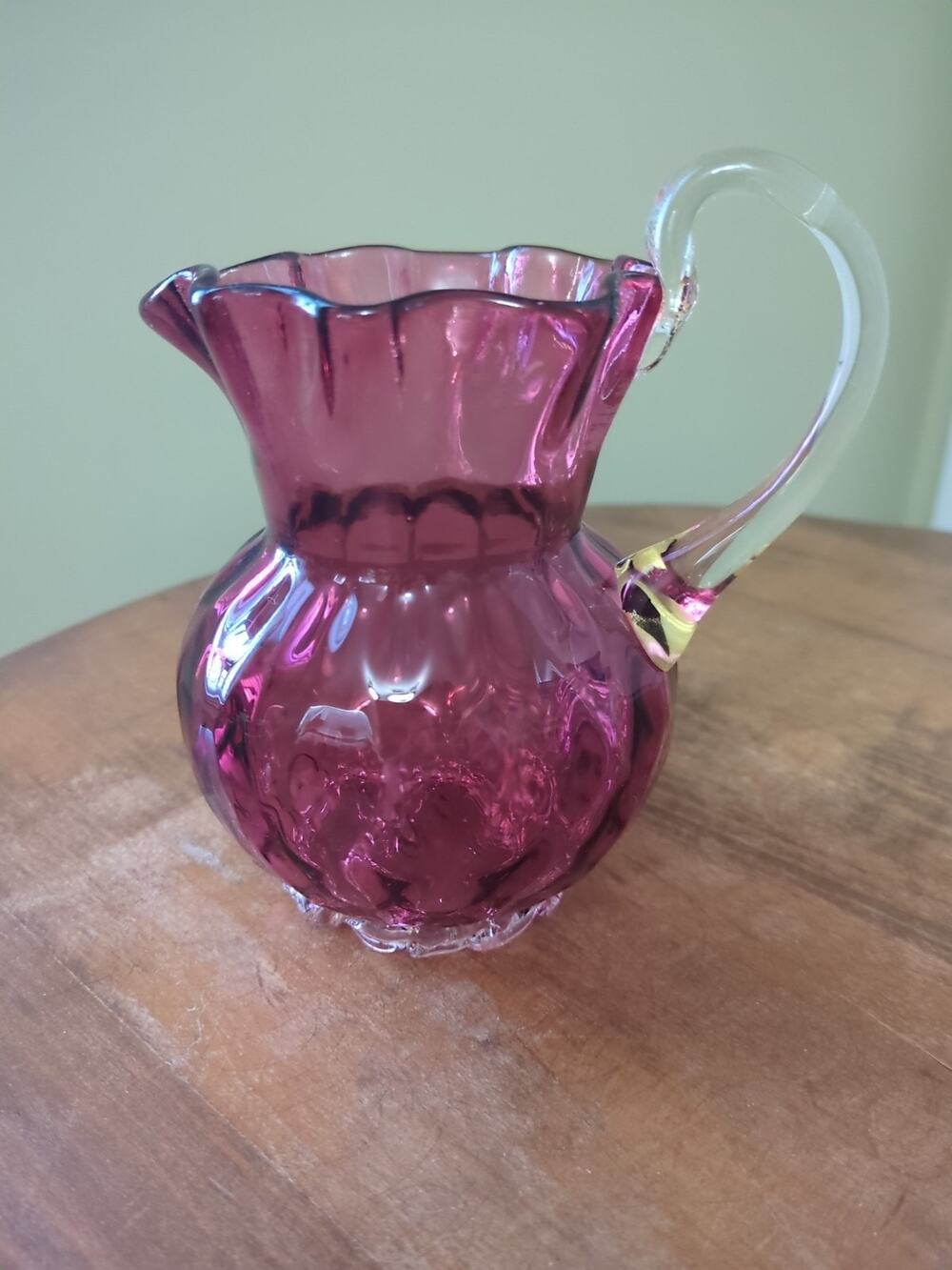 Murano Cranberry Glass Pitcher
